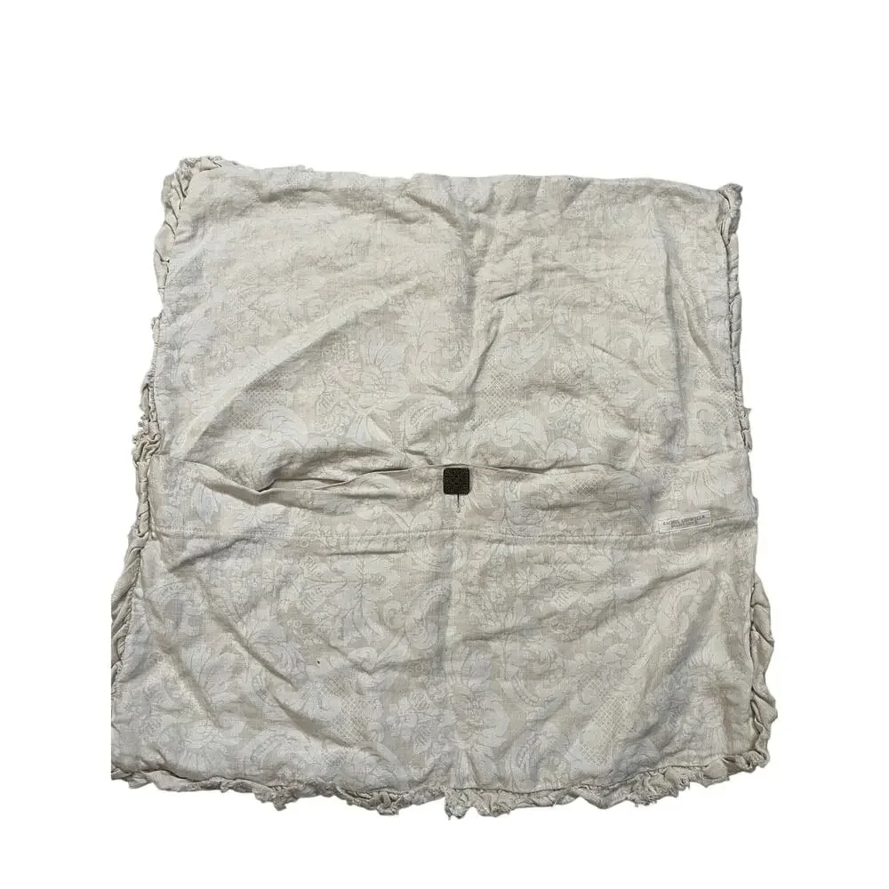 Vintage Rachel Ashwell Shabby Chic 100% Linen Ruffle Embossed Print Pillowcases
